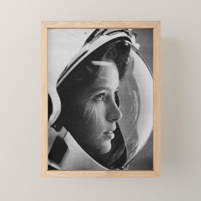 NASA Astronaut, Anna Fisher, black and white photograph Mini Art Print Gallery Image 1