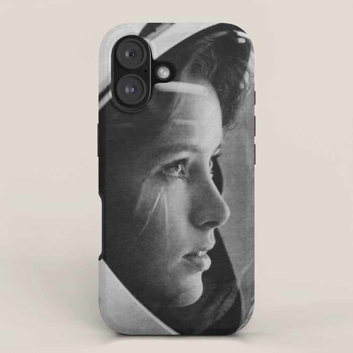 NASA Astronaut, Anna Fisher, black and white photograph iPhone Case Gallery Image 1