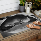 NASA Astronaut, Anna Fisher, black and white photograph Outdoor Rug Gallery Image 2