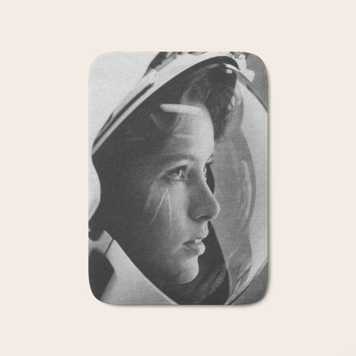 NASA Astronaut, Anna Fisher, black and white photograph Bath Mat Gallery Image 1