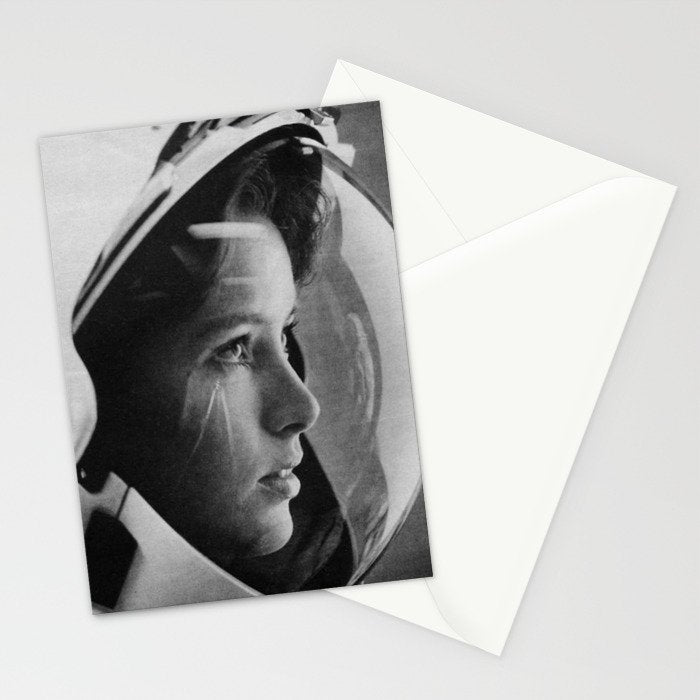 NASA Astronaut, Anna Fisher, black and white photograph Stationery Card Gallery Image 2
