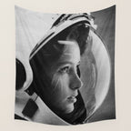 NASA Astronaut, Anna Fisher, black and white photograph Wall Tapestry Gallery Image 4