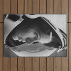 NASA Astronaut, Anna Fisher, black and white photograph Outdoor Rug Gallery Image 1