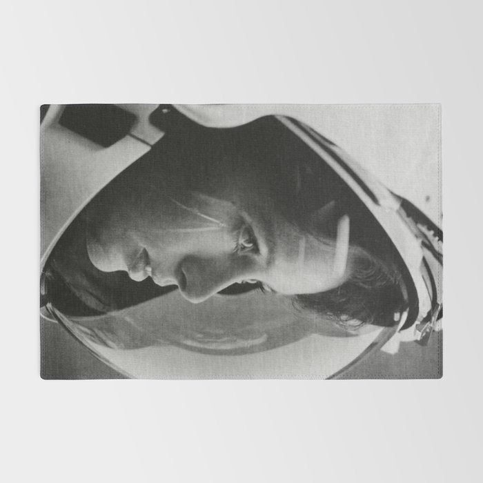 NASA Astronaut, Anna Fisher, black and white photograph Rug Gallery Image 2