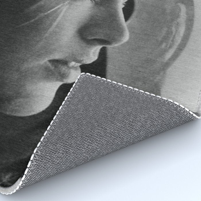 NASA Astronaut, Anna Fisher, black and white photograph Rug Gallery Image 4