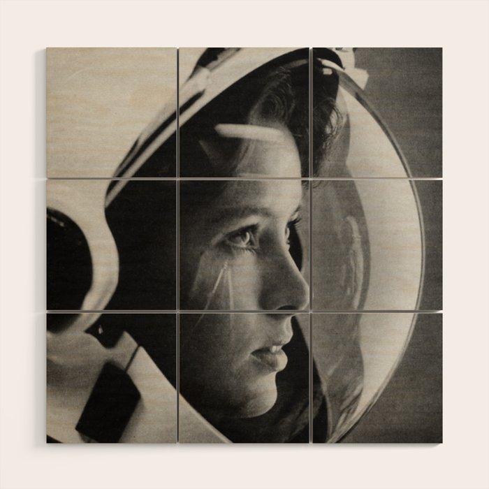 NASA Astronaut, Anna Fisher, black and white photograph Wood Wall Art Gallery Image 1
