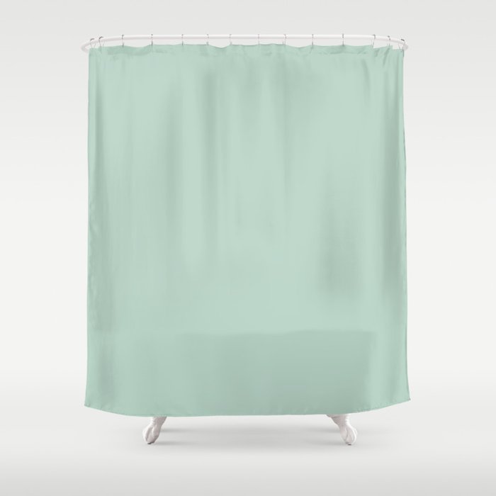 Pale Aqua Teal Blue Celadon Solid Color Shower Curtain Gallery Image 1