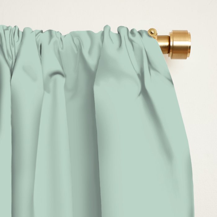 Pale Aqua Teal Blue Celadon Solid Color Window Curtain Gallery Image 2