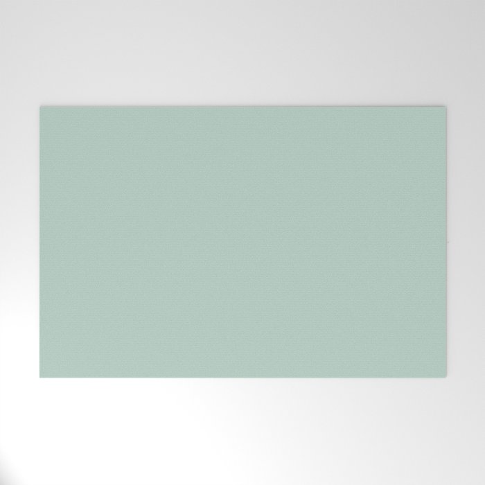 Pale Aqua Teal Blue Celadon Solid Color Welcome Mat Gallery Image 1