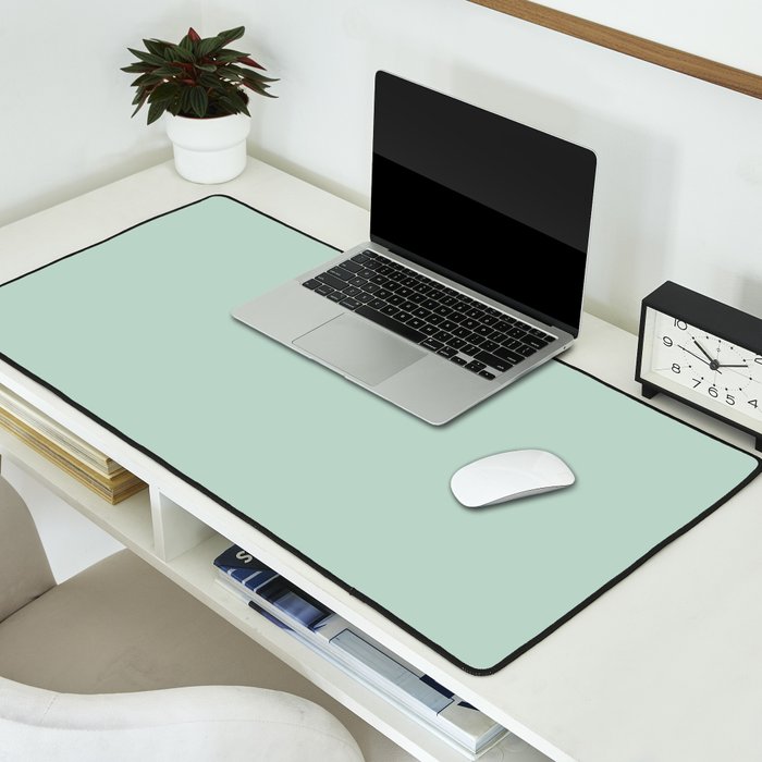Pale Aqua Teal Blue Celadon Solid Color Desk Mat Gallery Image 2