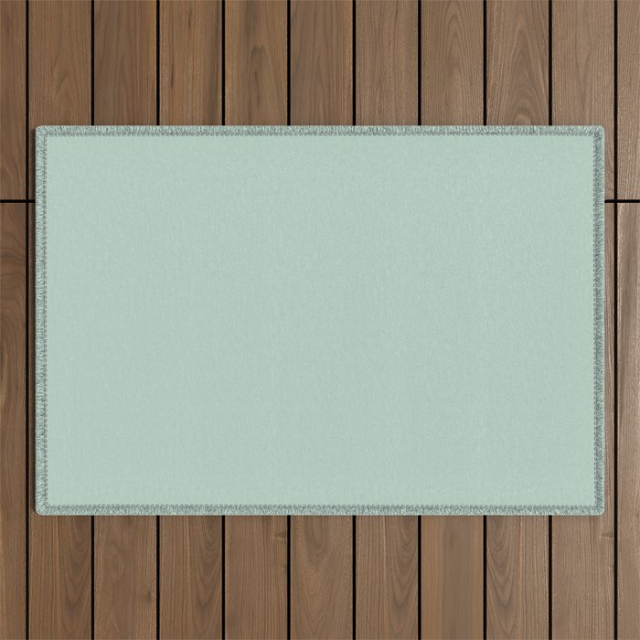 Pale Aqua Teal Blue Celadon Solid Color Outdoor Rug Gallery Image 1