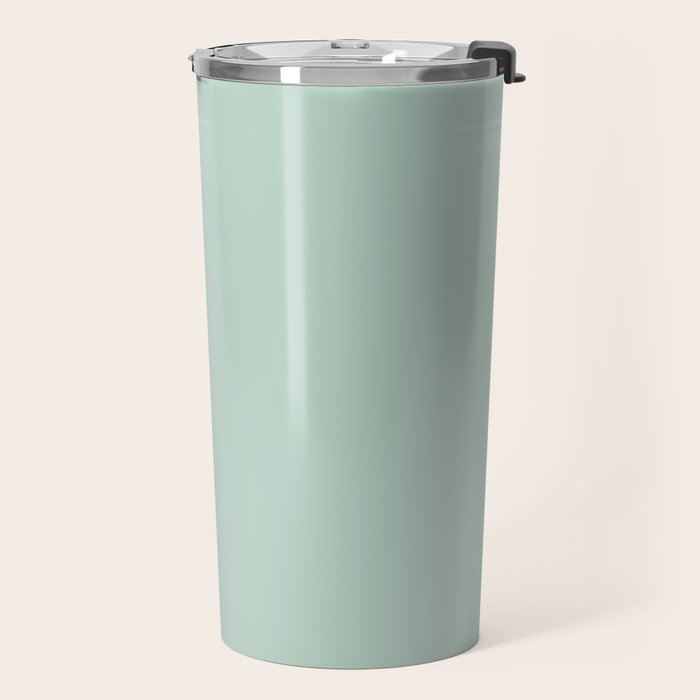 Pale Aqua Teal Blue Celadon Solid Color Travel Mug Gallery Image 2