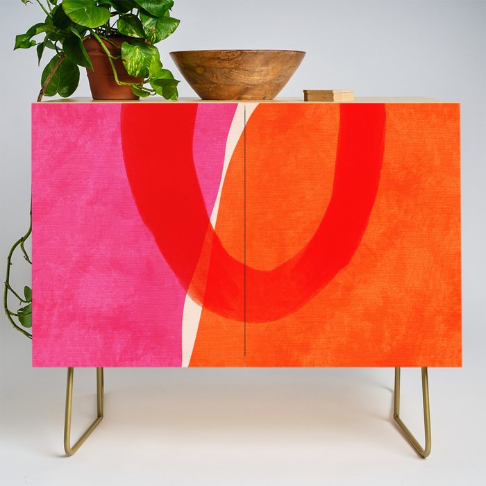 relations IV - pink shapes minimal painting Credenza Gallery Image 1