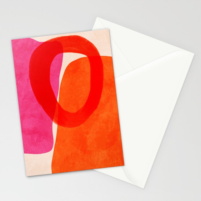relations IV - pink shapes minimal painting Stationery Card Gallery Image 2