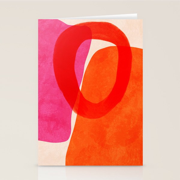 relations IV - pink shapes minimal painting Stationery Card Gallery Image 1