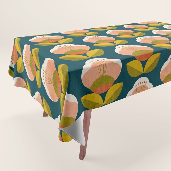 retro midcentury flower Tablecloth Gallery Image 1