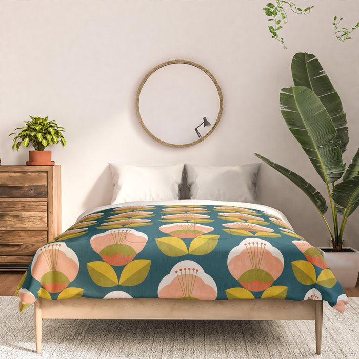 retro midcentury flower Comforter Gallery Image 3
