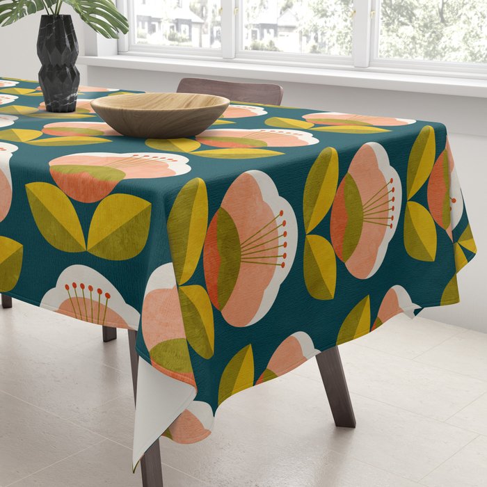 retro midcentury flower Tablecloth Gallery Image 3