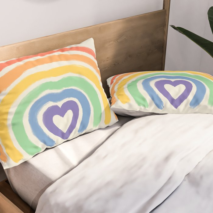 Rainbow Heart Pillow Sham Gallery Image 2