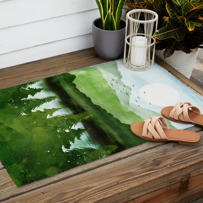 Forest Morning Outdoor Rug Gallery Image 2