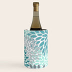 Modern, Floral Prints, Teal and Gray Wine Chiller Gallery Image 1