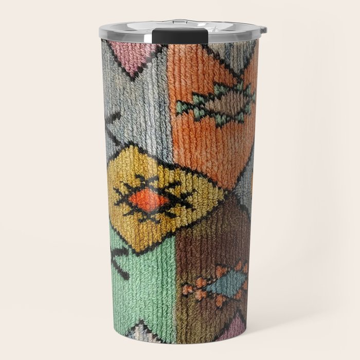 Traditional Vintage Moroccan Rug Travel Mug Gallery Image 1
