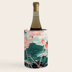 Japanese Wall Art Floral Lotus Painting Pink Pastel Green botanical Wabi Sabi Flower Poster Wine Chiller Gallery Image 3