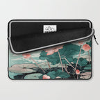 Japanese Wall Art Floral Lotus Painting Pink Pastel Green botanical Wabi Sabi Flower Poster Laptop Sleeve Gallery Image 2