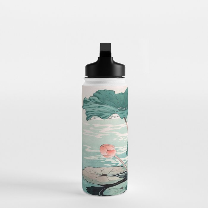 Japanese Wall Art Floral Lotus Painting Pink Pastel Green botanical Wabi Sabi Flower Poster Water Bottle Gallery Image 3