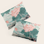 Japanese Wall Art Floral Lotus Painting Pink Pastel Green botanical Wabi Sabi Flower Poster Pillow Sham Gallery Image 3