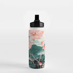 Japanese Wall Art Floral Lotus Painting Pink Pastel Green botanical Wabi Sabi Flower Poster Water Bottle Gallery Image 2