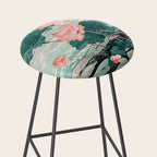Japanese Wall Art Floral Lotus Painting Pink Pastel Green botanical Wabi Sabi Flower Poster Stool Gallery Image 2