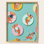 Summer gils on inflatable in swimming pool floats. Serving Tray Gallery Image 1