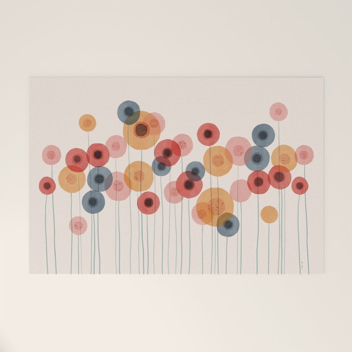 Landscape of flowers and dandelions Welcome Mat Gallery Image 1