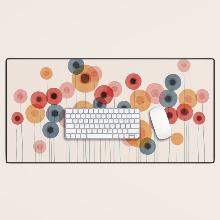 Landscape of flowers and dandelions Desk Mat Gallery Image 1