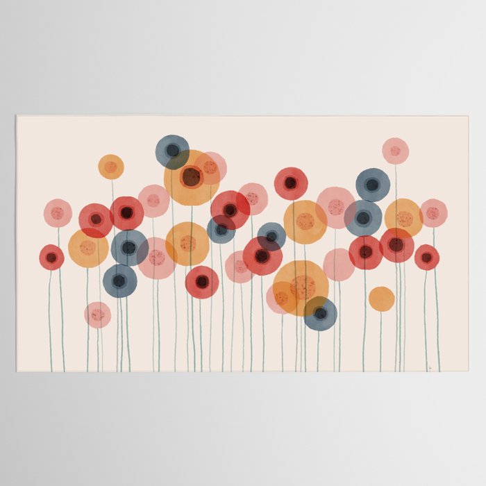 Landscape of flowers and dandelions Tablecloth Gallery Image 2