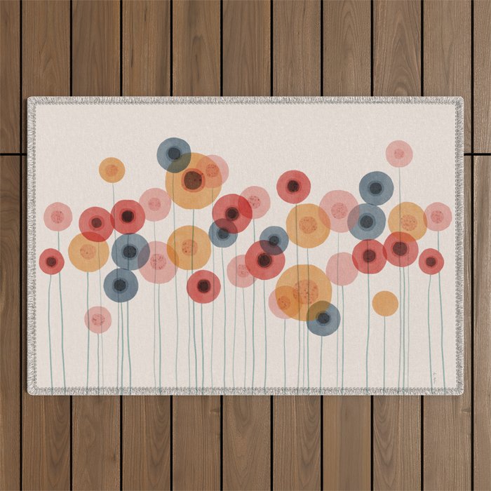 Landscape of flowers and dandelions Outdoor Rug Gallery Image 1