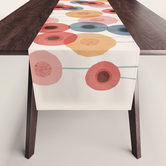 Landscape of flowers and dandelions Table Runner Gallery Image 1