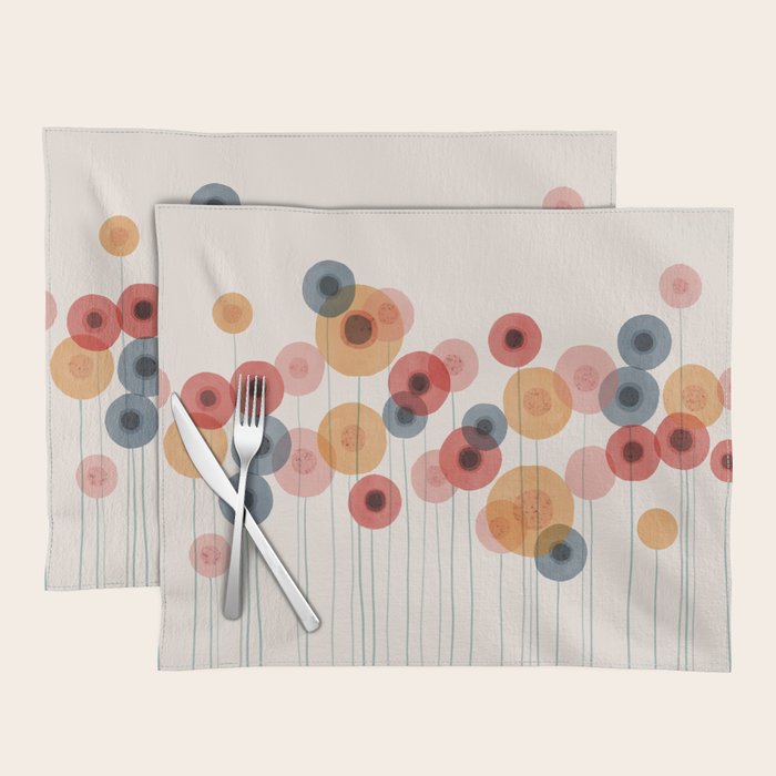 Landscape of flowers and dandelions Placemat Gallery Image 1
