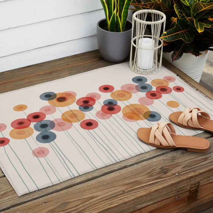 Landscape of flowers and dandelions Outdoor Rug Gallery Image 2