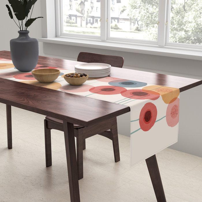 Landscape of flowers and dandelions Table Runner Gallery Image 2