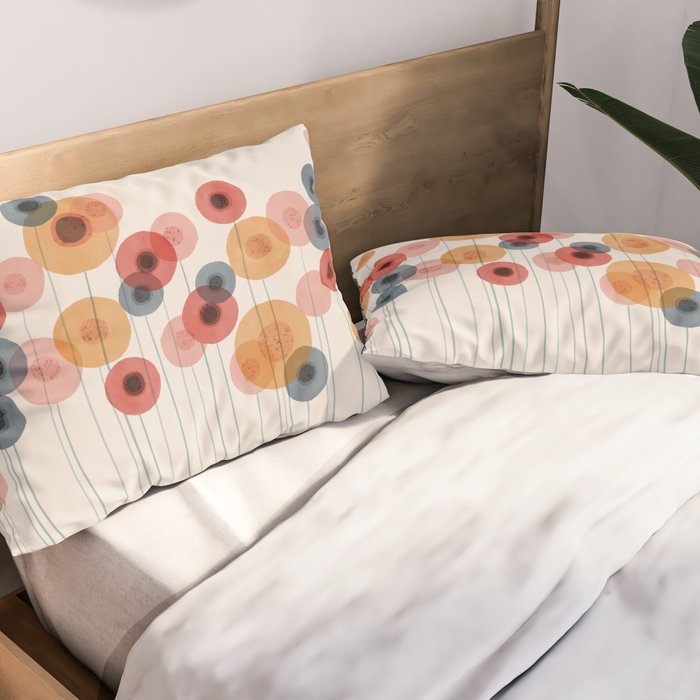 Landscape of flowers and dandelions Pillow Sham Gallery Image 2