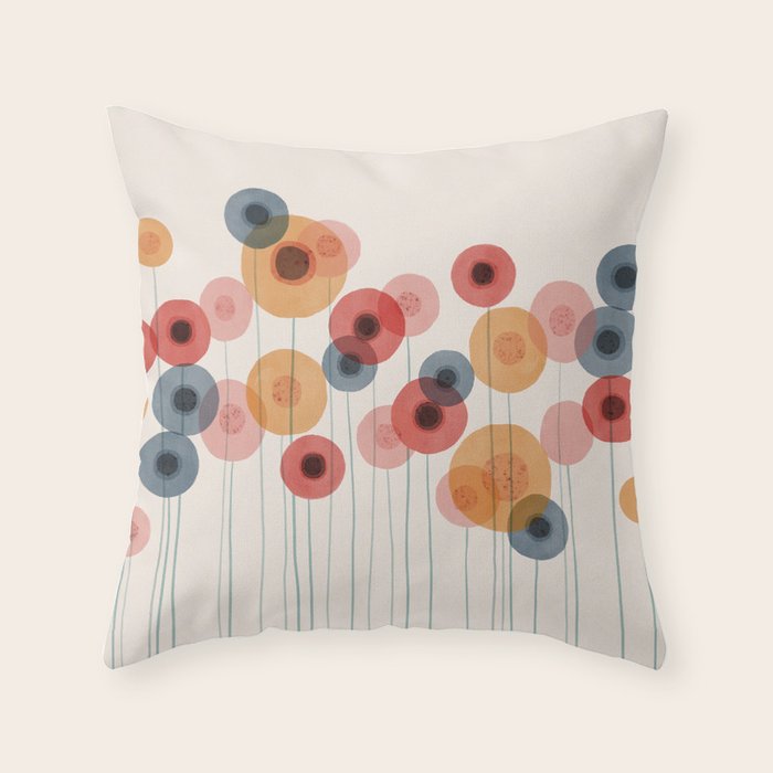 Landscape of flowers and dandelions Throw Pillow Gallery Image 6