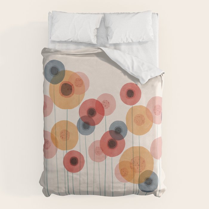 Landscape of flowers and dandelions Duvet Cover Gallery Image 1
