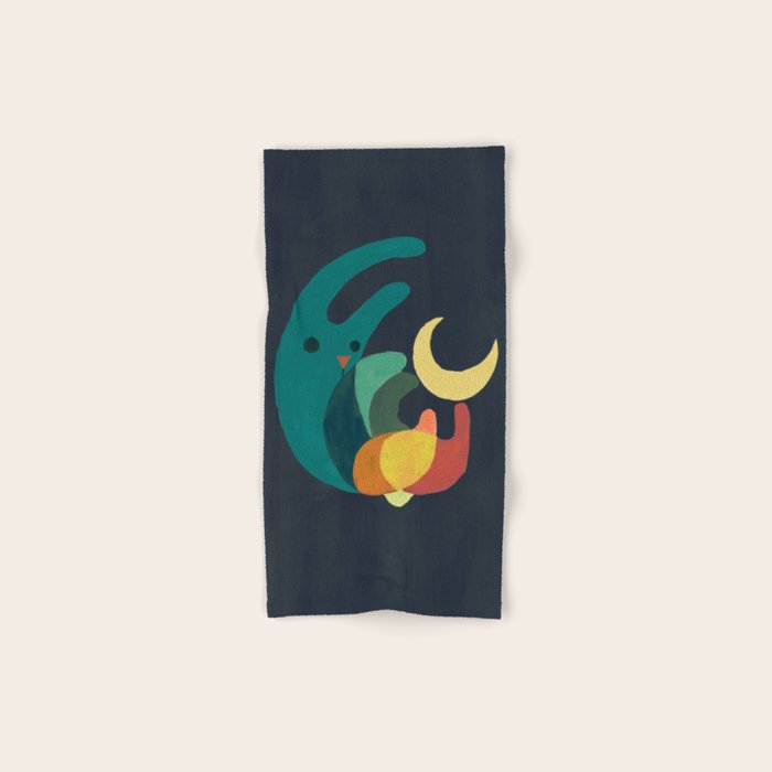 Rabbit and crescent moon Bath Towel Gallery Image 1