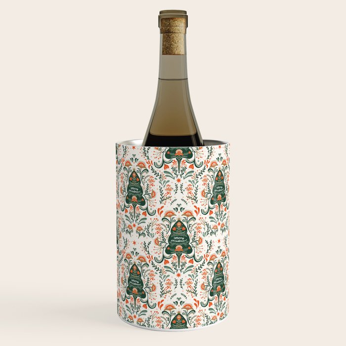Nordic Christmas tree with red flowers and Scandinavian ornaments  Wine Chiller Gallery Image 2