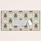 Nordic Christmas tree with red flowers and Scandinavian ornaments  Desk Mat Gallery Image 1