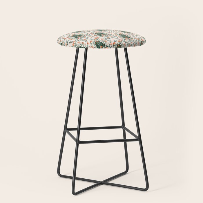 Nordic Christmas tree with red flowers and Scandinavian ornaments  Stool Gallery Image 1