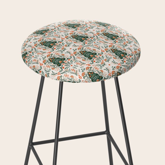 Nordic Christmas tree with red flowers and Scandinavian ornaments  Stool Gallery Image 2