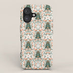 Nordic Christmas tree with red flowers and Scandinavian ornaments  iPhone Case Gallery Image 1